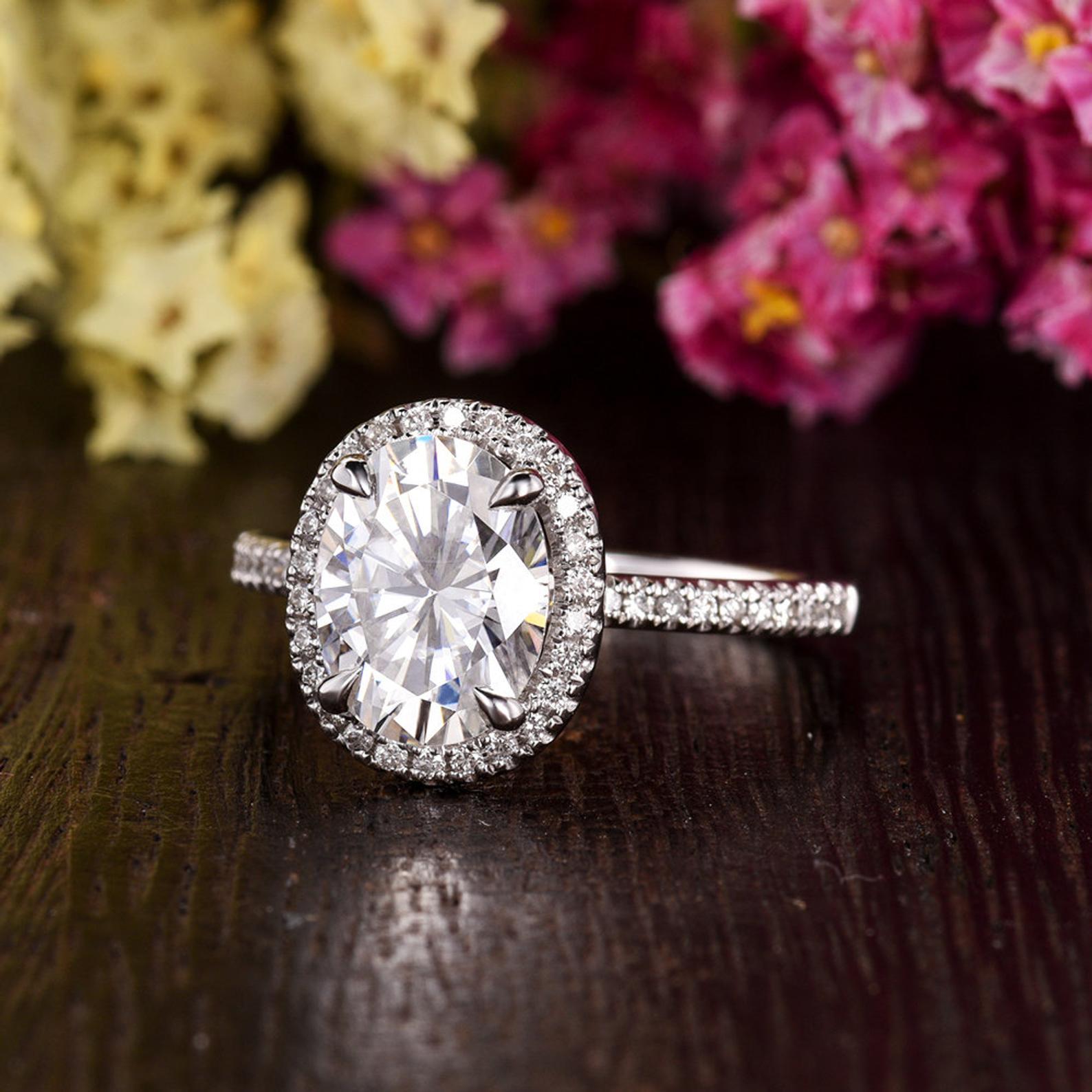 The Grace — Oval Lab Diamond Vintage Halo Engagement Ring