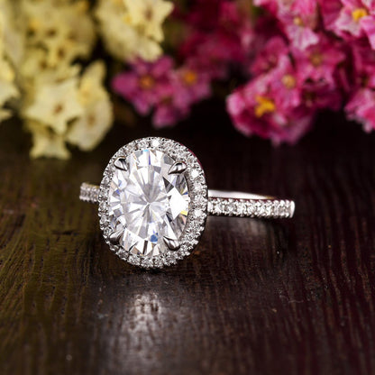 The Grace — Oval Lab Diamond Vintage Halo Engagement Ring
