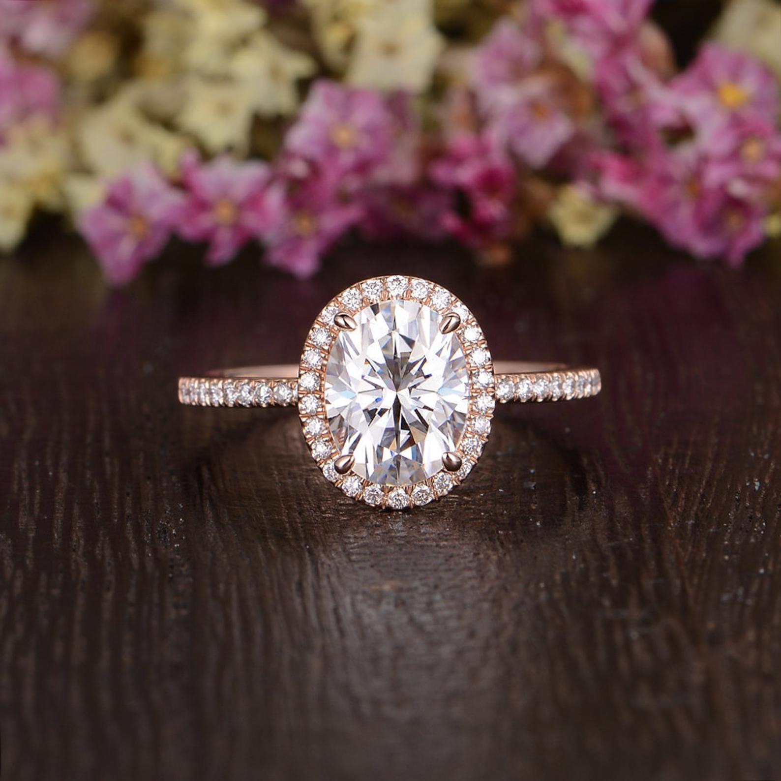 The Grace — Oval Lab Diamond Vintage Halo Engagement Ring