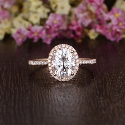 The Grace — Oval Lab Diamond Vintage Halo Engagement Ring