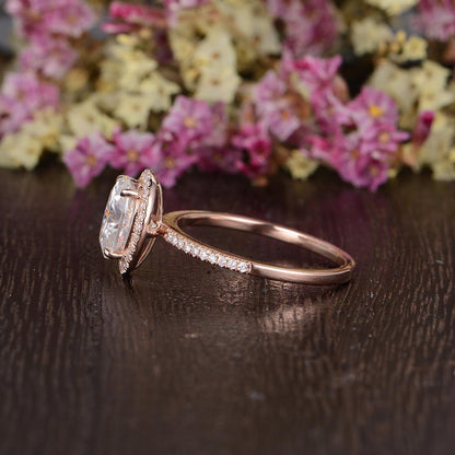 The Grace — Oval Lab Diamond Vintage Halo Engagement Ring
