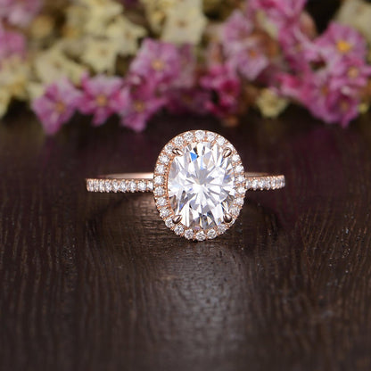 The Grace — Oval Lab Diamond Vintage Halo Engagement Ring