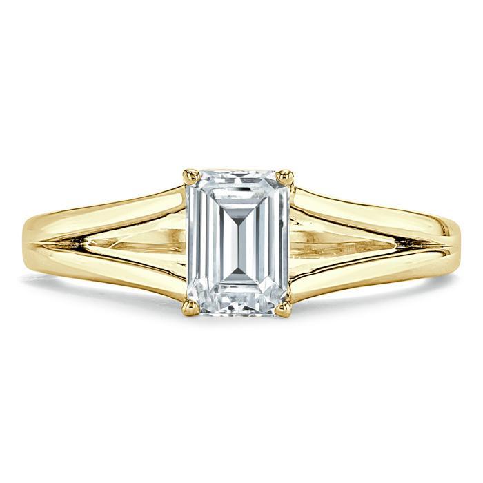 The Olivia — Emerald Lab Diamond Split-Shank Solitaire Engagement Ring II