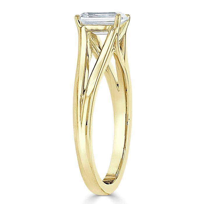 The Olivia — Emerald Lab Diamond Split-Shank Solitaire Engagement Ring II