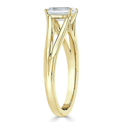 The Olivia — Emerald Lab Diamond Split-Shank Solitaire Engagement Ring II