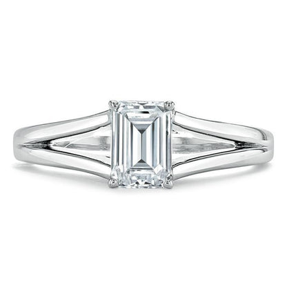 The Olivia — Emerald Lab Diamond Split-Shank Solitaire Engagement Ring II