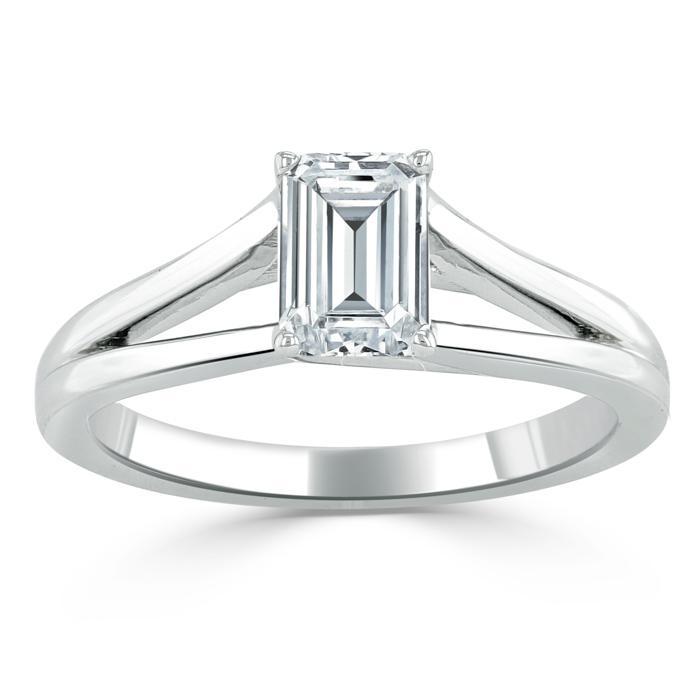 The Olivia — Emerald Lab Diamond Split-Shank Solitaire Engagement Ring II