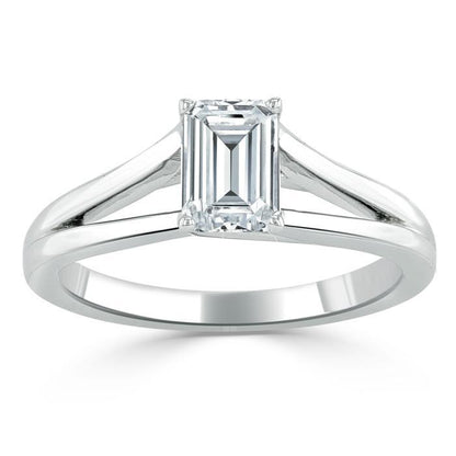 The Olivia — Emerald Lab Diamond Split-Shank Solitaire Engagement Ring II