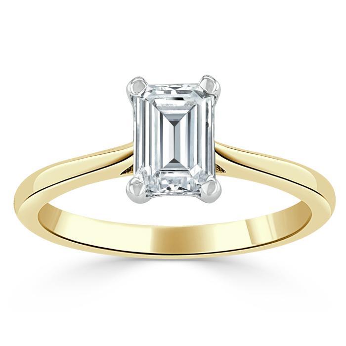 The Clara — Emerald Lab Diamond Tiffany Solitaire Engagement Ring II