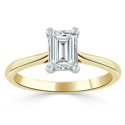 The Clara — Emerald Lab Diamond Tiffany Solitaire Engagement Ring II