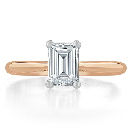 The Clara — Emerald Lab Diamond Tiffany Solitaire Engagement Ring II