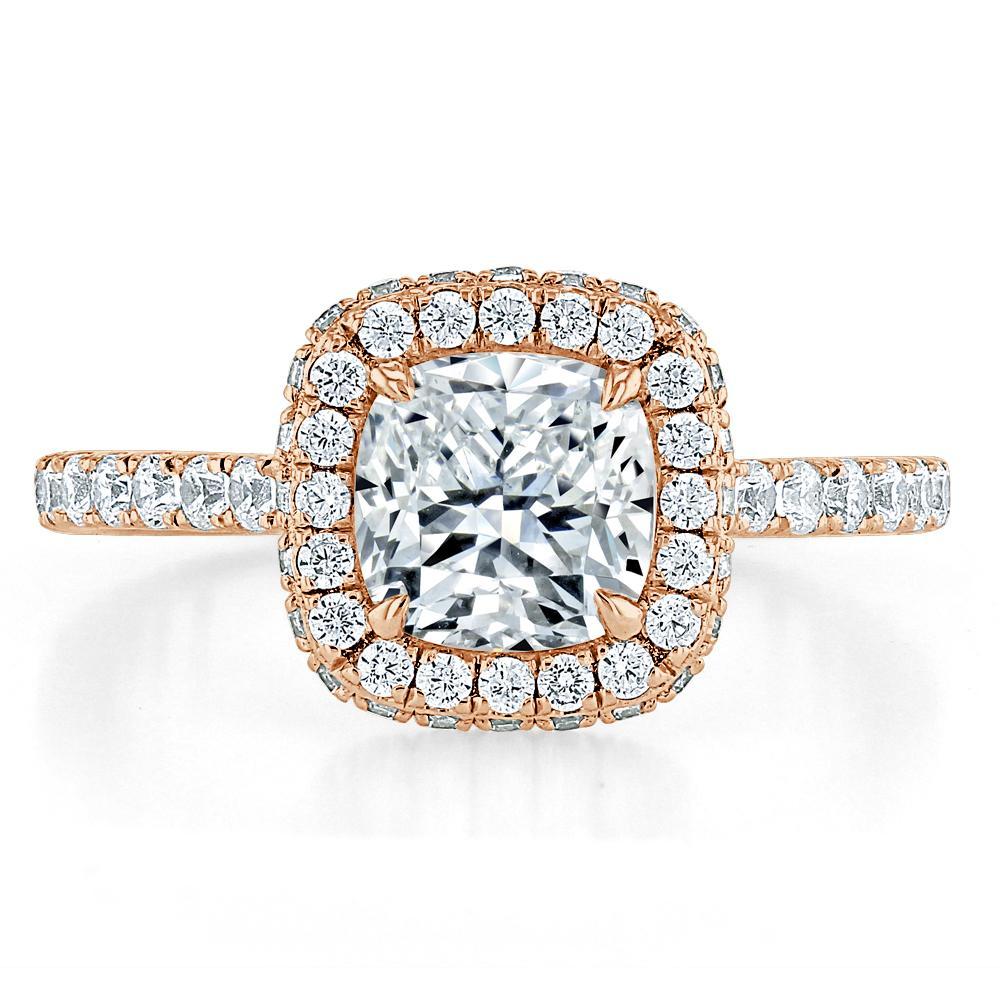 The Aurora — Cushion Lab Diamond Tiffany Halo Engagement Ring II