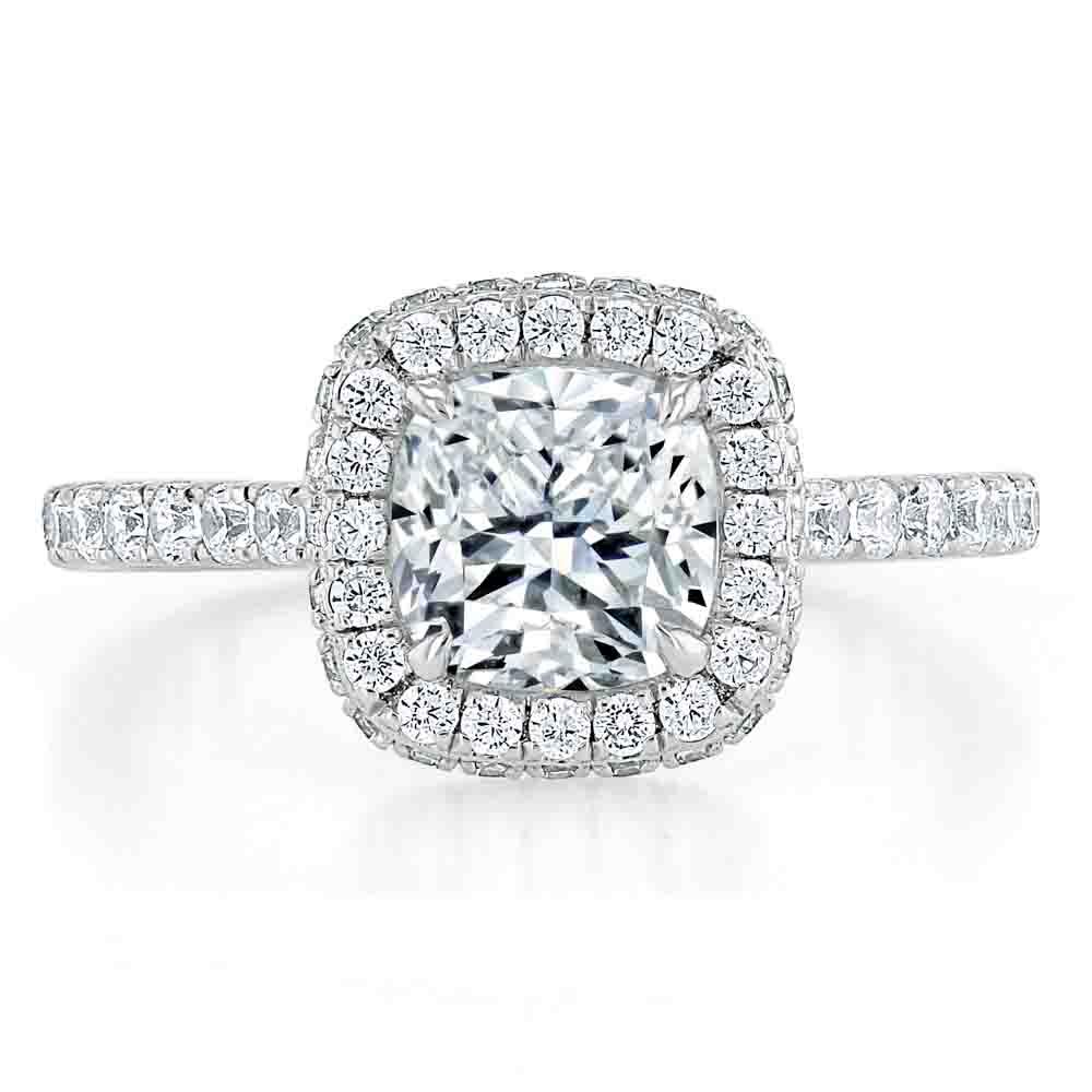 The Aurora — Cushion Lab Diamond Tiffany Halo Engagement Ring II