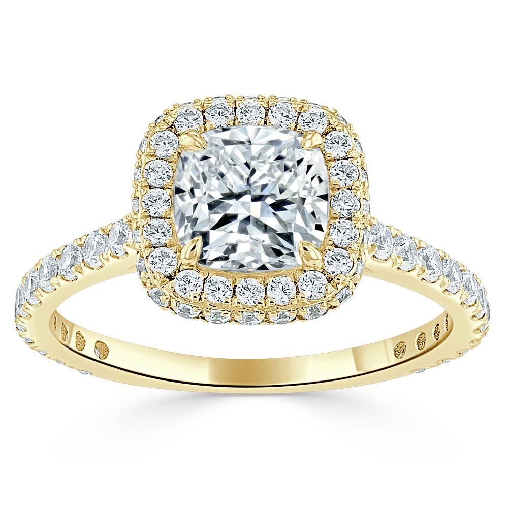The Aurora — Cushion Lab Diamond Tiffany Halo Engagement Ring II