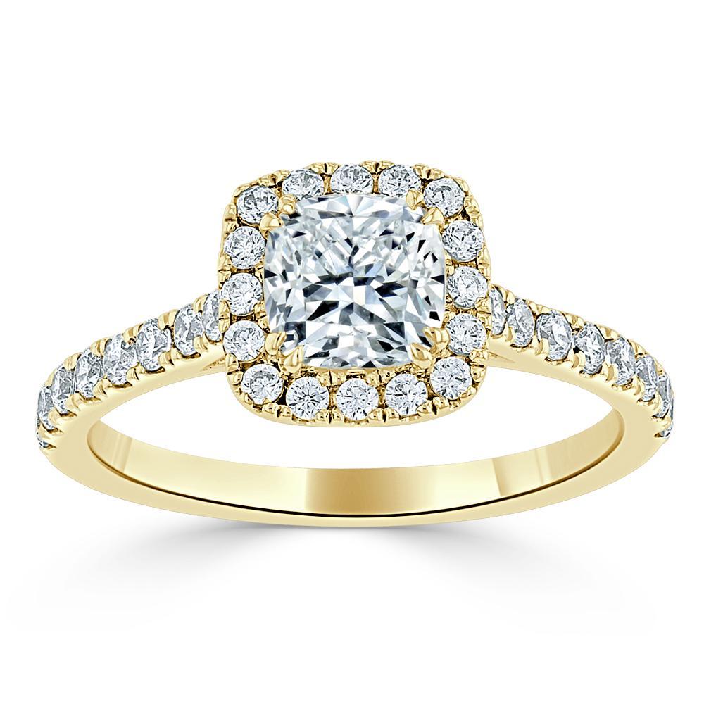 The Aurora — Cushion Lab Diamond Tiffany Halo Engagement Ring