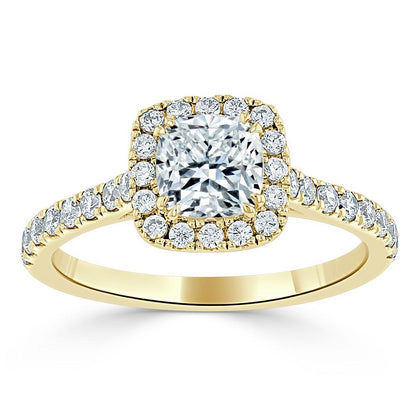 The Aurora — Cushion Lab Diamond Tiffany Halo Engagement Ring