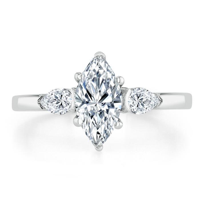 The Violet — Marquise Lab Diamond 3-Stone Engagement Ring