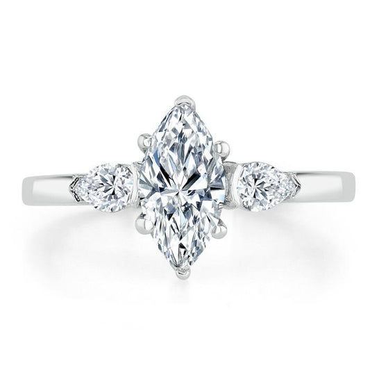 The Violet — Marquise Lab Diamond 3-Stone Engagement Ring