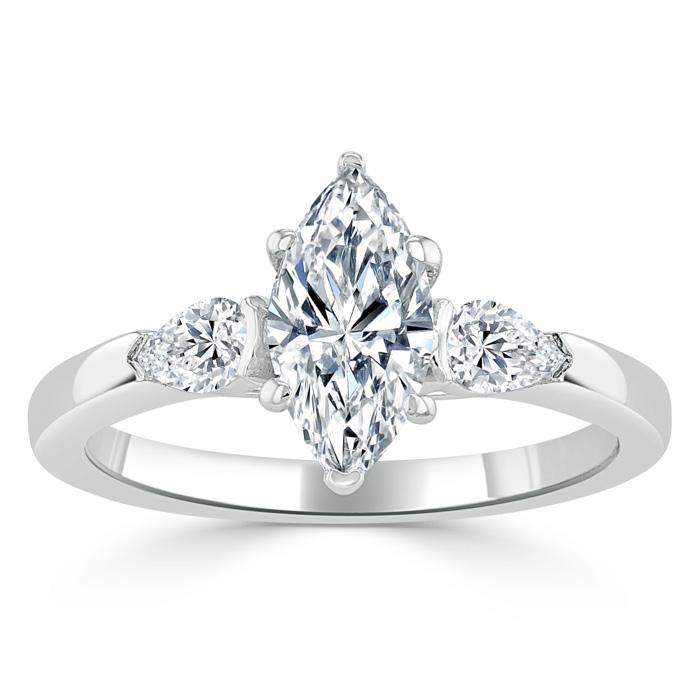 The Violet — Marquise Lab Diamond 3-Stone Engagement Ring