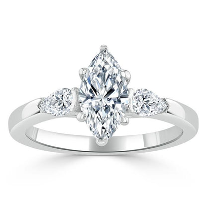 The Violet — Marquise Lab Diamond 3-Stone Engagement Ring