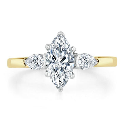 The Violet — Marquise Lab Diamond 3-Stone Engagement Ring
