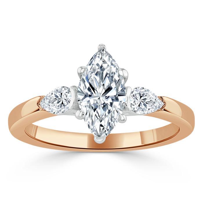 The Violet — Marquise Lab Diamond 3-Stone Engagement Ring