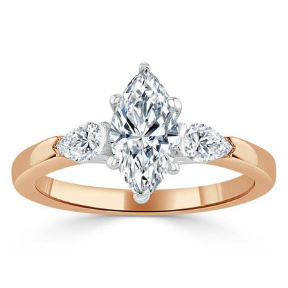 The Violet — Marquise Lab Diamond 3-Stone Engagement Ring