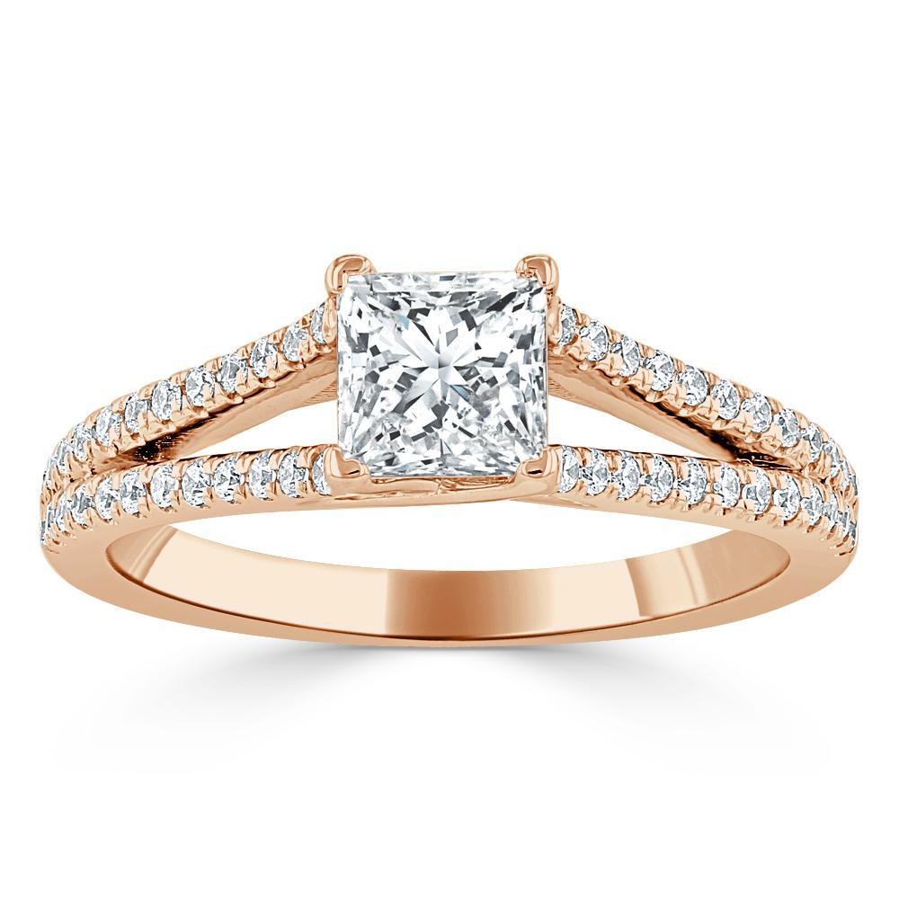 The Olivia — Princess Lab Diamond Split-Shank Solitaire Engagement Ring