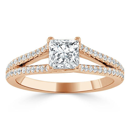 The Olivia — Princess Lab Diamond Split-Shank Solitaire Engagement Ring