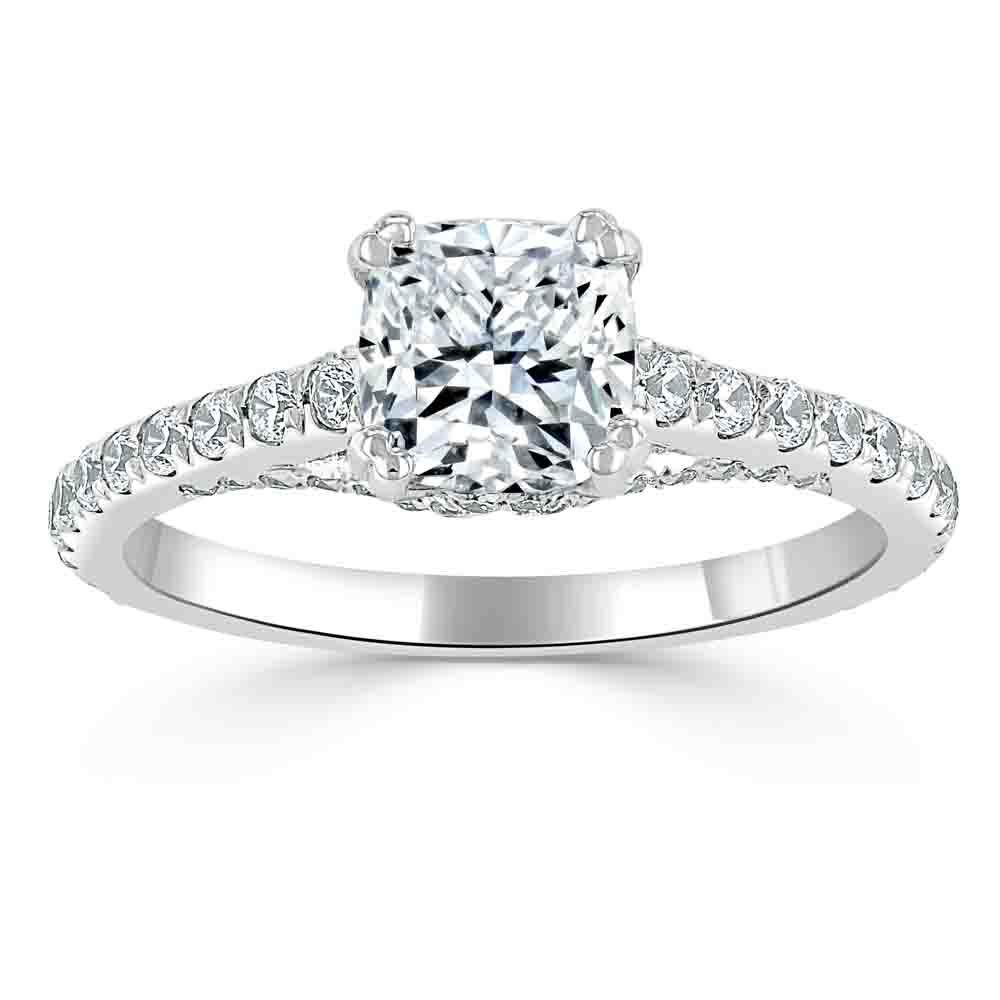 The Clara — Cushion Lab Diamond Tiffany Solitaire Engagement Ring