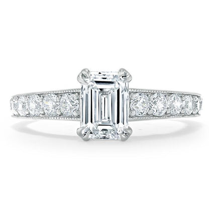 The Clara — Emerald Lab Diamond Tiffany Solitaire Engagement Ring
