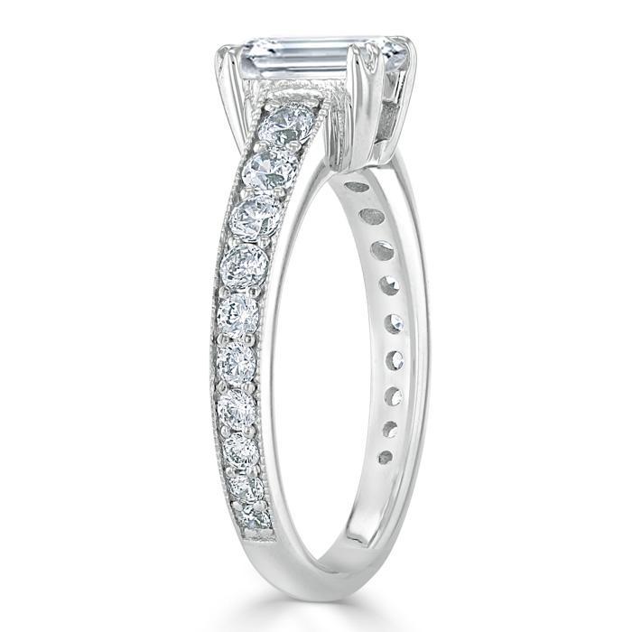 The Clara — Emerald Lab Diamond Tiffany Solitaire Engagement Ring