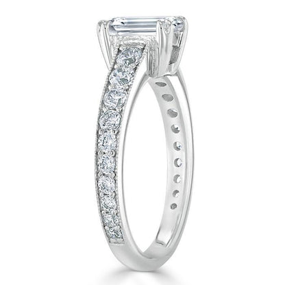 The Clara — Emerald Lab Diamond Tiffany Solitaire Engagement Ring