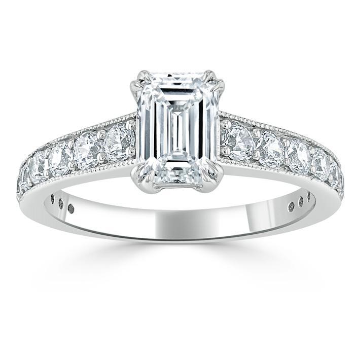 The Clara — Emerald Lab Diamond Tiffany Solitaire Engagement Ring