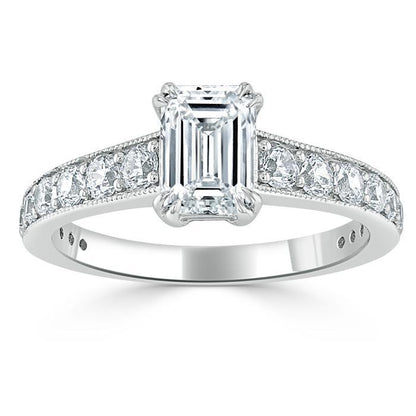 The Clara — Emerald Lab Diamond Tiffany Solitaire Engagement Ring