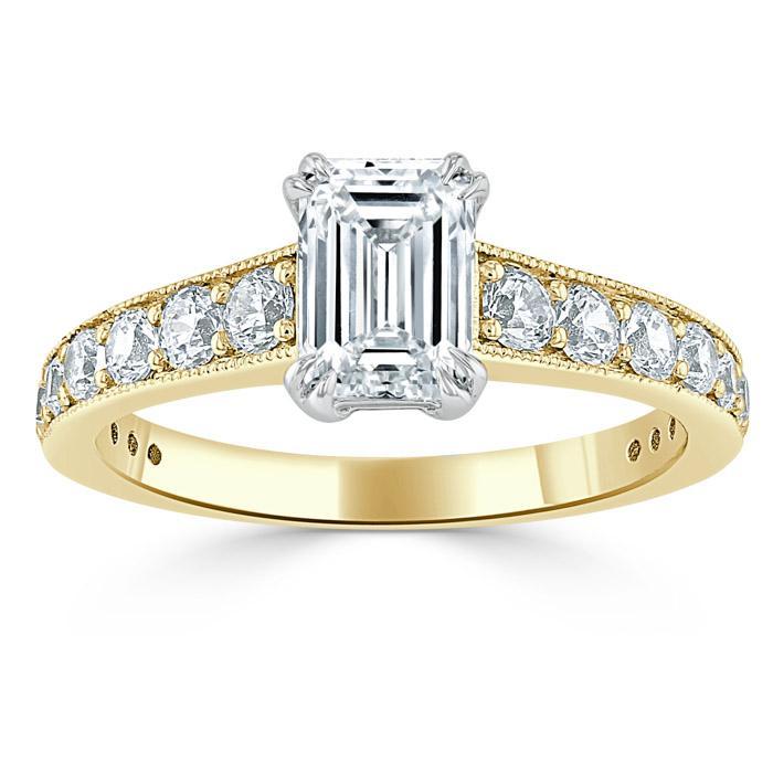 The Clara — Emerald Lab Diamond Tiffany Solitaire Engagement Ring
