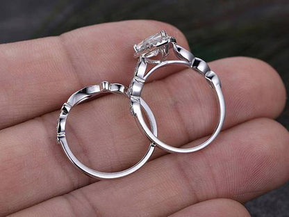 The Violet Set — Pear Lab Diamond Vintage Wedding Ring Set XII