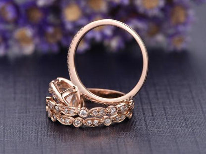 The Grace Set — Cushion Lab Diamond Vintage Wedding Ring Set