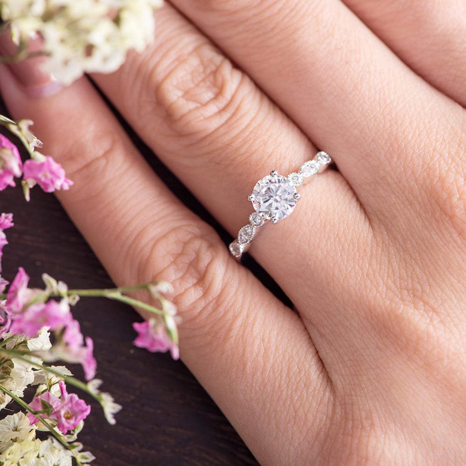 The Grace — Round Lab Diamond Vintage Engagement Ring IX