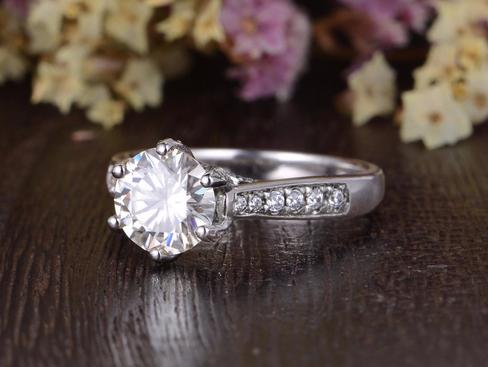 The Grace — Round Lab Diamond Vintage Engagement Ring V
