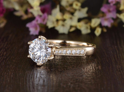 The Grace — Round Lab Diamond Vintage Engagement Ring V
