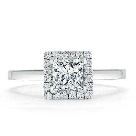 The Aurora — Princess Lab Diamond Halo Engagement Ring