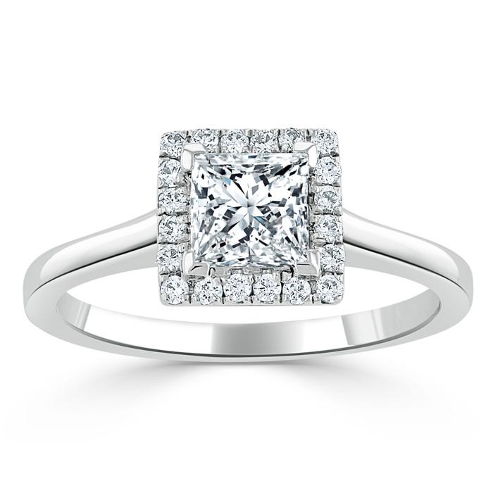 The Aurora — Princess Lab Diamond Halo Engagement Ring