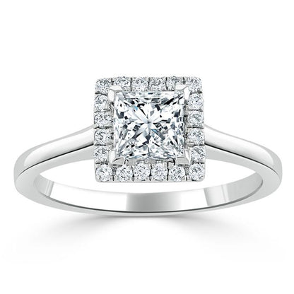 The Aurora — Princess Lab Diamond Halo Engagement Ring