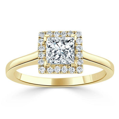 The Aurora — Princess Lab Diamond Halo Engagement Ring