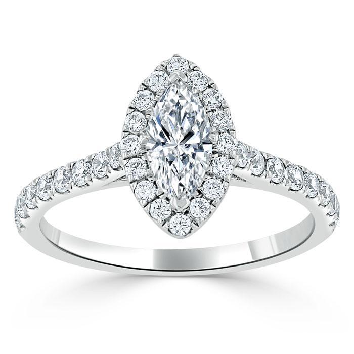 The Aurora — Marquise Lab Diamond Tiffany Halo Engagement Ring II