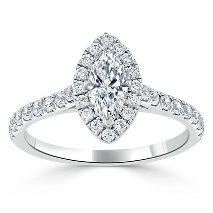 The Aurora — Marquise Lab Diamond Tiffany Halo Engagement Ring II