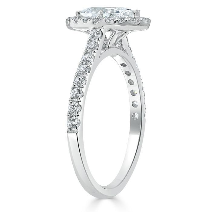 The Aurora — Marquise Lab Diamond Tiffany Halo Engagement Ring II