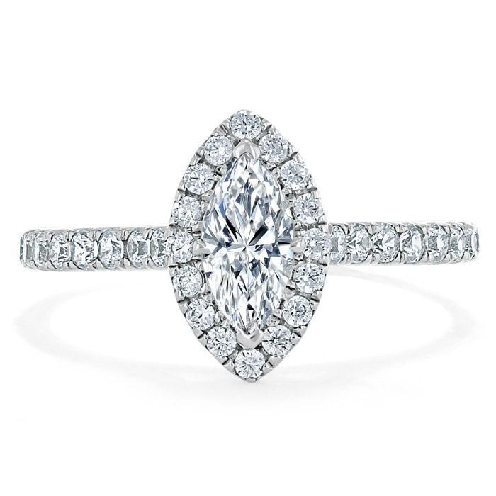 The Aurora — Marquise Lab Diamond Tiffany Halo Engagement Ring II
