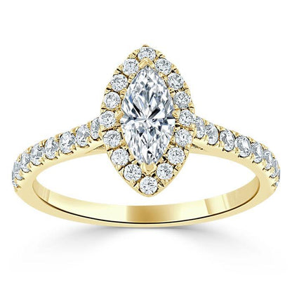 The Aurora — Marquise Lab Diamond Tiffany Halo Engagement Ring II